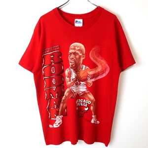 90s USA製 PROPLAYER NBA シカゴブルズ デニス・ロッドマン プリント Tシャツ(メンズ M)レッド