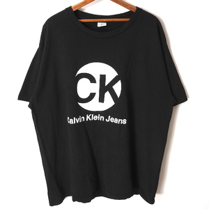90s USA製 CALVIN KLEIN カルバンクライン プリント 半袖Tシャツ(メンズ XL)ブラック オールド ヴィンテージ