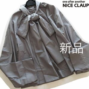 新品one after another NICE CLAUP ビッグリボンワイドスリーブゆるブラウス/GR/ナイスクラップ