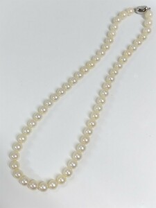 あこや真珠ネックレス 7.5−8.0mm SILVER金具 シルバー ワンタッチ 鑑別書付 本真珠 パール アコヤ真珠