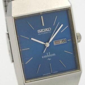 ▼訳あり 1円 SEIKO セイコー エンブレム 2406-3040 自動巻 動作品 青 KN0406T（PP 26）