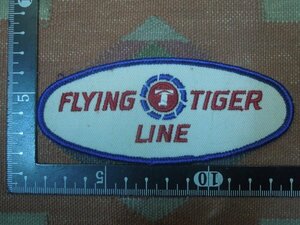 USAビンテージ ☆ 刺繍ワッペン FLYING TIGER LINE　約5.2×12.7m ☆ 飛行機 エアライン企業物ワークパッチアメカジアップリケA21