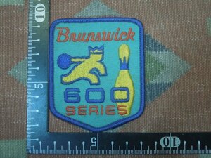 USAビンテージ ☆ 刺繍ワッペン ボーリング Brunswick 600 SERIES　約8.1×6.3cm ☆ 当時物パッチアメカジアップリケA8