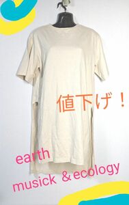 3-② earth musick ＆ecology ワンピース Tシャツ カットソー 半袖 スリット ショート丈