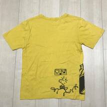 【S】　スヌーピー　半袖Tシャツ　レディース　ピーナッツ　黄色　シュローダー　古着_画像3