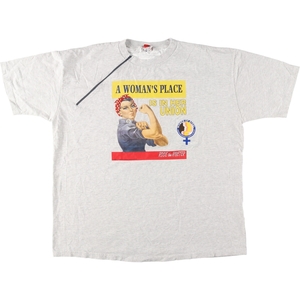 古着 90年代 Union Line ROSIE THE RIVETER ロージザリベッター ハーフジップ プリントTシャツ USA製 メンズXXL ヴィンテージ /eaa446465