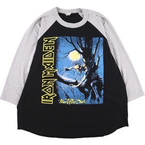 古着 SHAKA IRON MAIDEN アイアンメイデン 七分袖 ラグラン バンドTシャツ バンT メンズXXL /eaa438580