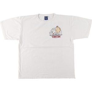 古着 PUD and PUN タンタンの冒険 シドニー行き714便 バックプリント キャラクタープリントTシャツ メンズXL /eaa442827