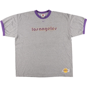 古着 ナイキ NIKE NBA LOS ANGELES LAKERS ロサンゼルスレイカーズ リンガーTシャツ メンズXXL /eaa432336