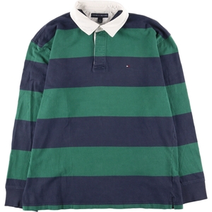 古着 トミーヒルフィガー TOMMY HILFIGER ボーダー柄 長袖 ラガーシャツ メンズXL /eaa441383