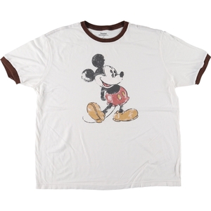 古着 DISNEYLAND RESORT MICKEY MOUSE ミッキーマウス リンガーT キャラクタープリントTシャツ メンズXL /eaa445579