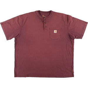 古着 カーハート Carhartt ヘンリーネック 半袖 ワンポイントロゴポケットTシャツ メンズXXL /eaa410596