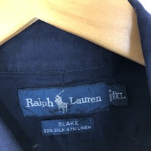 古着 ラルフローレン Ralph Lauren BLAKE 長袖 シルク×リネン ボタンダウンシャツ メンズXL /eaa443604_画像3