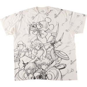 古着 KINGDOM HEARTS キングダムハーツ 総柄 大判プリント キャラクタープリントTシャツ ハイチ製 メンズXL /eaa443420