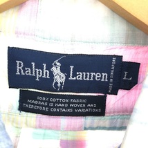 古着 ラルフローレン Ralph Lauren パッチワーク 半袖 ボタンダウン チェックシャツ メンズL /eaa443796_画像3
