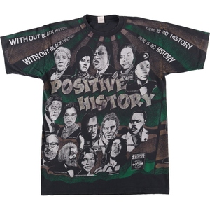 古着 90年代 KACY POSITIVE HISTORY 両面プリント 偉人Tシャツ USA製 メンズL ヴィンテージ /evb002139