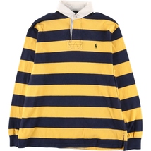 古着 ラルフローレン Ralph Lauren POLO by Ralph Lauren ボーダー柄 長袖 ラガーシャツ メンズM /eaa444579_画像1