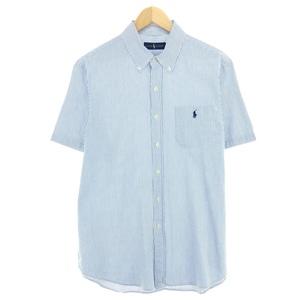  б/у одежда Ralph Lauren Ralph Lauren короткий рукав кнопка down полоса рубашка мужской L /eaa448665
