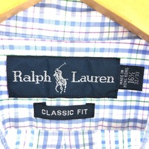 古着 ラルフローレン Ralph Lauren CLASSIC FIT クラシックフィット スタンドカラー 半袖 チェックシャツ メンズXL /eaa448644_画像3