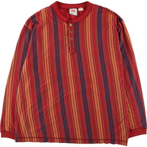 古着 90年代 リーバイス Levi's ストライプ柄 ヘンリーネック ロングTシャツ ロンT メンズL ヴィンテージ /eaa438794