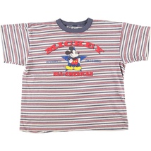 古着 90年代 mickeyco MICKEY MOUSE ミッキーマウス ボーダー柄 キャラクタープリントTシャツ メンズXL ヴィンテージ /eaa448541_画像1