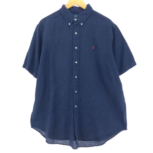 古着 ラルフローレン Ralph Lauren CLASSIC FIT クラシックフィット 半袖 リネン ボタンダウンシャツ メンズXL /eaa451142