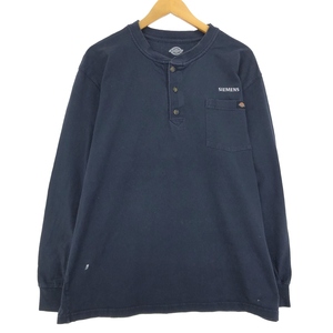 古着 ディッキーズ Dickies ヘンリーネック 無地ポケットロングTシャツ ロンT メンズXL /eaa429906