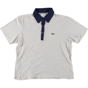 古着 70年代 ラコステ LACOSTE フランス企画 半袖 ボーダー ポロシャツ フランス製 ５ メンズM /eaa448358