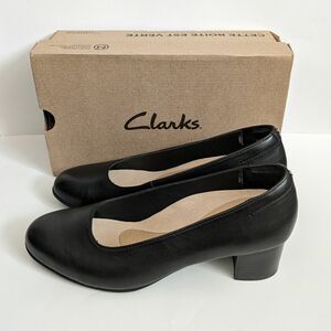 Clarks クラークス リネイパンプス ブラックレザー パンプス ローヒール 本革パンプス 靴 黒パンプス