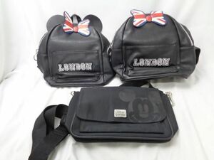 [ включение в покупку возможно ] б/у товар Disney Mickey minnie LONDON London рюкзак сумка 3 пункт товары комплект 