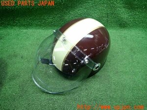 3UPJ=88660012]リード工業 LEAD バイクヘルメット ジェット CROSS クロス CR-760 ブラウン アイボリー 56cm～60cm 中古