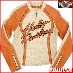  быстрое решение *HARLEY DAVIDSON* мужской S кожа байкерская куртка Harley Davidson orange перфорированная кожа натуральная кожа одиночный сетка 