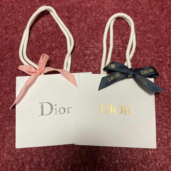 (小)Dior ブラック&ゴールドロゴ ショッパー 2点セット リボン付き