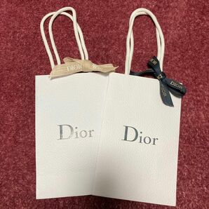 (中)Dior ブラックロゴ ショッパー 2点セット リボン付き