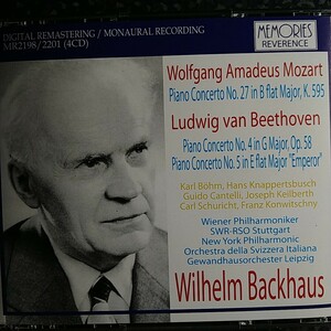 e（MEMORIES 4CD）バックハウス　ベートーヴェン＆モーツァルト　ピアノ協奏曲集　Backhaus Beethoven Mozart Piano Concertos