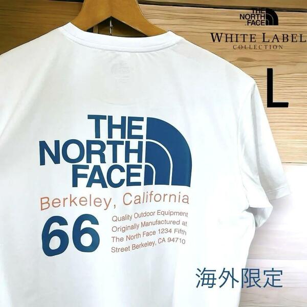 【海外限定】ノースフェイス カルフォルニア ロゴ Tシャツ 半袖 L 白 THE NORTH FACE 半袖Tシャツ ホワイト サーファー 抗菌加工 速乾 