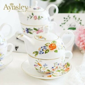 Aynsley エインズレイ　イギリス　洋食器　茶器　ティーポット　カップ＆ソーサー　花柄　お祝い　プレゼント