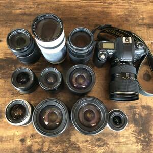 まとめ フィルムカメラ 1台 レンズ11個 セット / Canon キャノン EF-S 55-250mm F4-5.6 IS II Nikon ニコン Minolta TAMRON COSINA #B1458