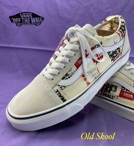  именная техника ..! редкий мертвый запас! шедевр US California дизайн! Vans [ Old school ] высококлассный low cut спортивные туфли! бежевый US11/29cm