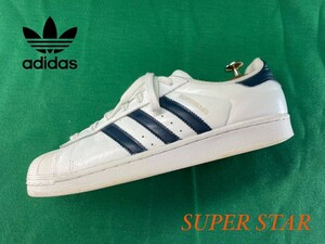  name machine ..! reissue Legend navy stripe! Adidas [ super Star ] low cut leather sneakers! white × navy 26.5cm/US8.5