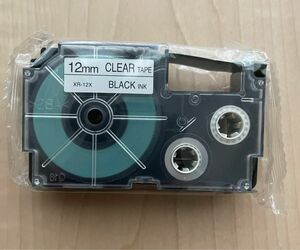 カシオ ネームランドテープ 黒文字クリアテープ 12mm XR-12X