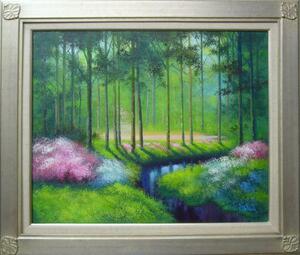 Art hand Auction Toshihiko Takeuchi, peinture, peinture à l'huile peinte à la main, peinture de paysage, Ruisseau fleuri, F12, livraison gratuite, Peinture, Peinture à l'huile, Nature, Peinture de paysage