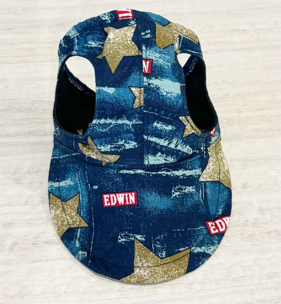 EDWIN わんちゃん 犬 サンバイザー キャップ 帽子 ハンドメイド ブルブルしても脱げない!