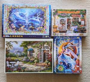 Art hand Auction Puzzle-Set: Lassen Love im Rahmen, Abbildung Knospen des Gartens, und mehr, 4 Kartons, 1000 Stück, 2000 Stück, 4 Typen, Spielzeug, Spiel, Puzzle, Puzzle