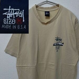 ステューシー STUSSY 古着 Tシャツ 半袖 半袖Tシャツ スニーカー Ｍサイズ USA製 紺タグ