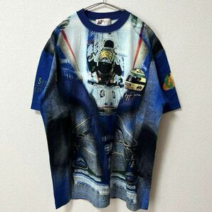 Avrton Senna Foundation アイルトン・セナ Tシャツ 半袖 総柄 レーシング 古着 の画像2