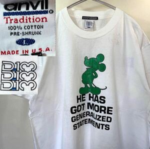 アンビル Tradition タグ ディズニー ミッキー 半袖 Tシャツ USA 古着 アメリカ製 ビンテージ 半袖Tシャツ Lサイズ