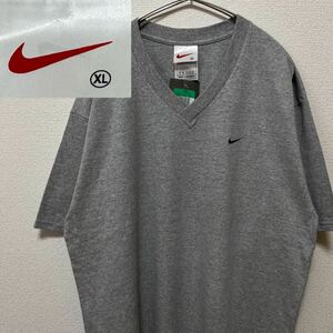 NIKE ナイキ グレー Vネック 半袖シャツ Tシャツ XL インドネシア製 デッドストック 