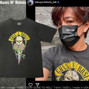 ガンズアンドローゼス キムタク私物 90s ビンテージ Tシャツ Guns N' Roses BROCKUM バンドTシャツ 音楽 木村拓哉 