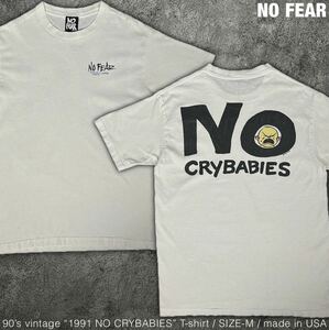 希少 NO FEAR 90s ビンテージ NO CRYBABIES Tシャツ ノーフィアー USA製 00s Y2K 半袖 プリント Tee